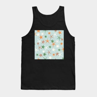 Starfish galaxy in sage green, zesty orange, off white and caramel. Tank Top